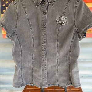 Harley-Davidson Charcoal Embroidered Denim Shirt